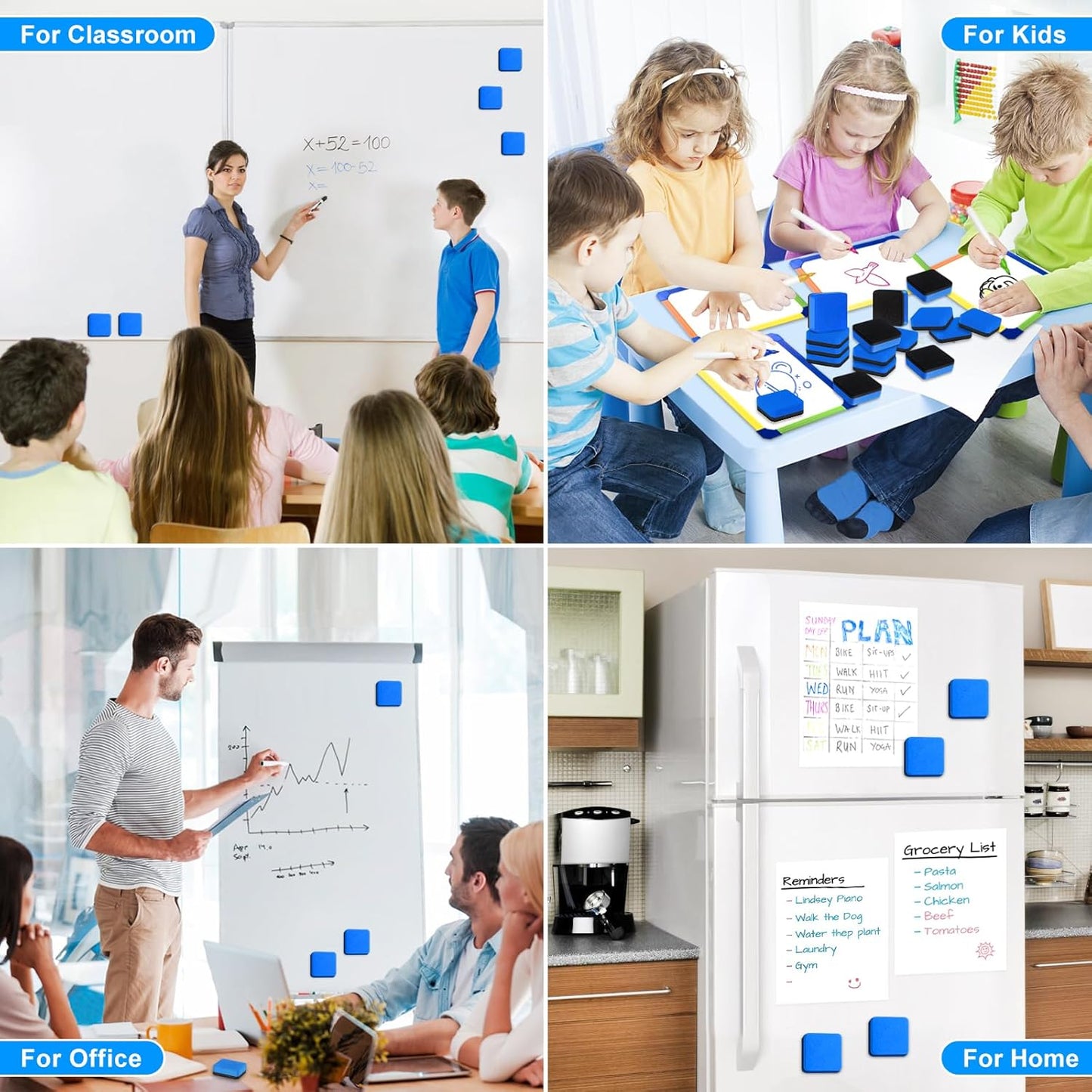200 Packs Cube Dry Erase Eraser Bulk, Mini Magnetic Whiteboard Dry Erasers Chalkboard Cleaner Wiper for Classroom, School, Home, and Office Supplies