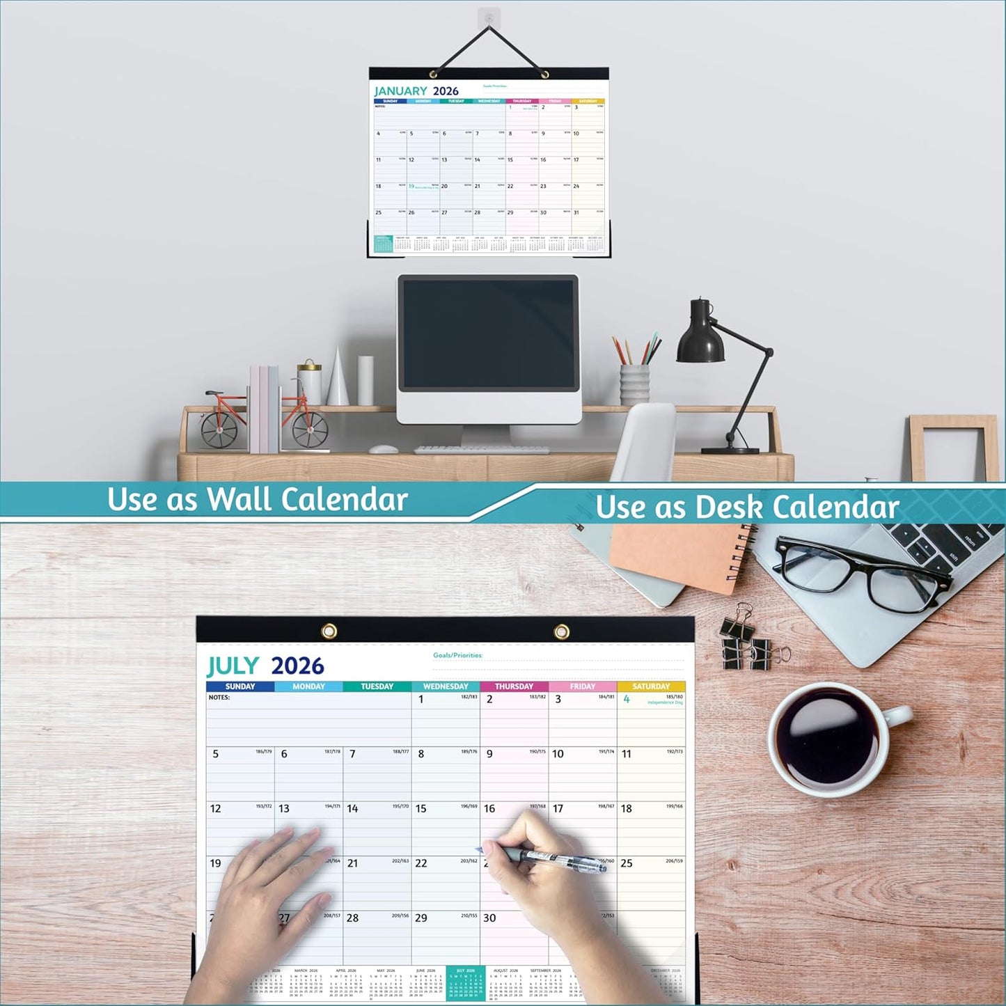2026 Desk Calendar – Jan 2026 – Dec 2026, 12 Monthly Calendar, Large Desk Calendar 2026, 14.6’’ x 11.5’’, Best Desk/Wall Calendar with To-do Lists, Desk Pad, Ruled Blocks, Corner Protectors