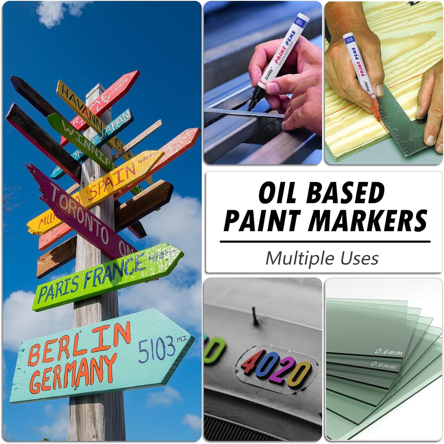 Pink Paint Markers, 8 Pack Oil-Based Waterproof Quick Dry Permanent Paint Pen Set for Rocks Painting, Wood, Fabric, Plastic, Canvas, Glass, Mugs, Metal, Tire, Stone, DIY Craft