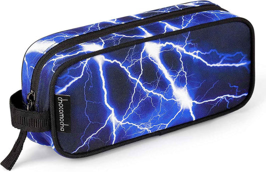 Choco Mocha Kids Pencil Case for Boys, Soft Zipper Pencil Pouch for Boys, Kids Pencil Case for School Lightning Pencil Bag for Toddler Boy, Blue