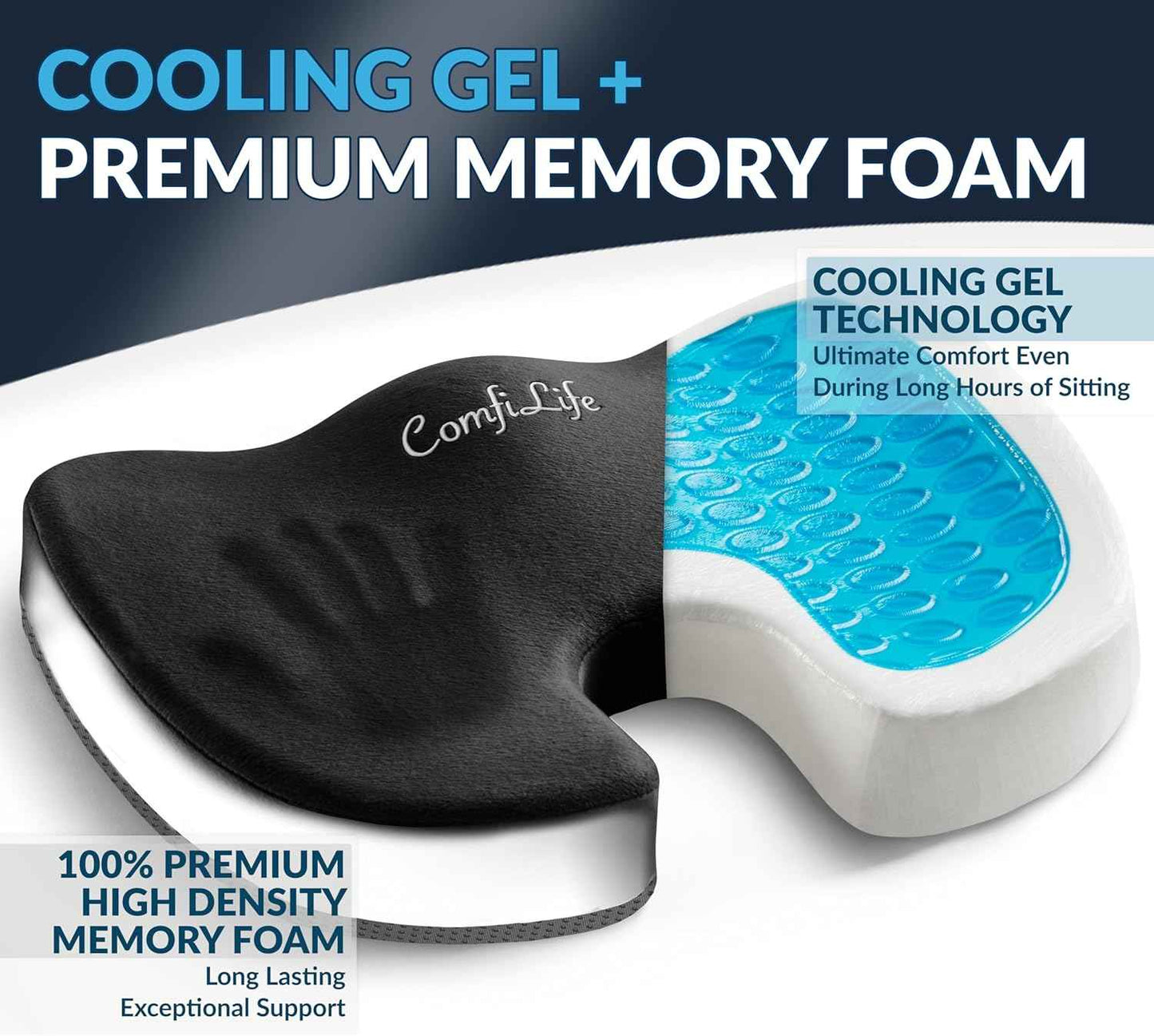 ComfiLife Lumbar Pillow + Gel Enhanced Seat Cushion Bundle – Office Chair Cushion – Lumbar Support Pillow – Car Seat Cushion – Improves Posture Help Back Pain Relief