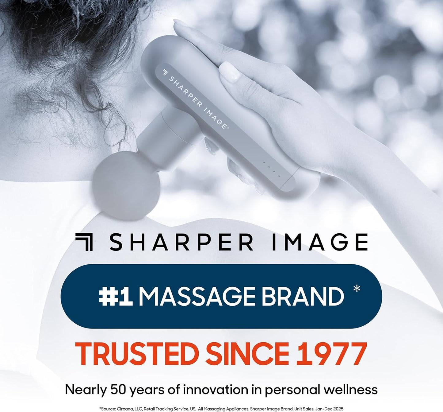 Sharper Image PowerBoost Circuit Massage Gun [2026 Version] Deep Tissue Percussion Massager with 6 Speeds for Back, Shoulders, & Full Body Muscle Pain Relief, with 4 Attachments & Travel Case