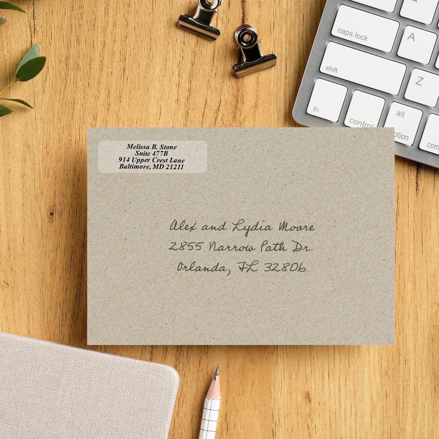 Clear Personalized Return Address Labels Without Dispenser - Roll of 250 Custom See Through Transparent Stickers - Lumora Desk