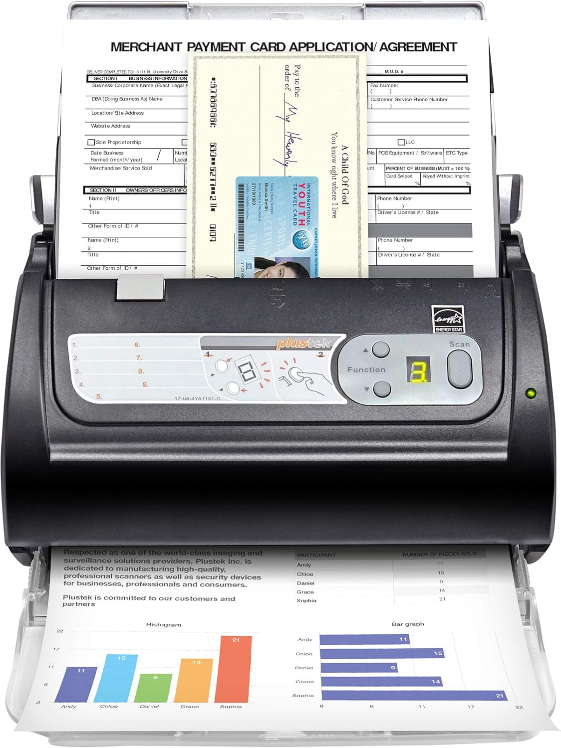Plustek PS188 High Speed Double-Sided Color Document Scanner, with Automatic Document Feeder (ADF), 30 Pages Per Minute, Support Windows 7/8/10/11 - Lumora Desk