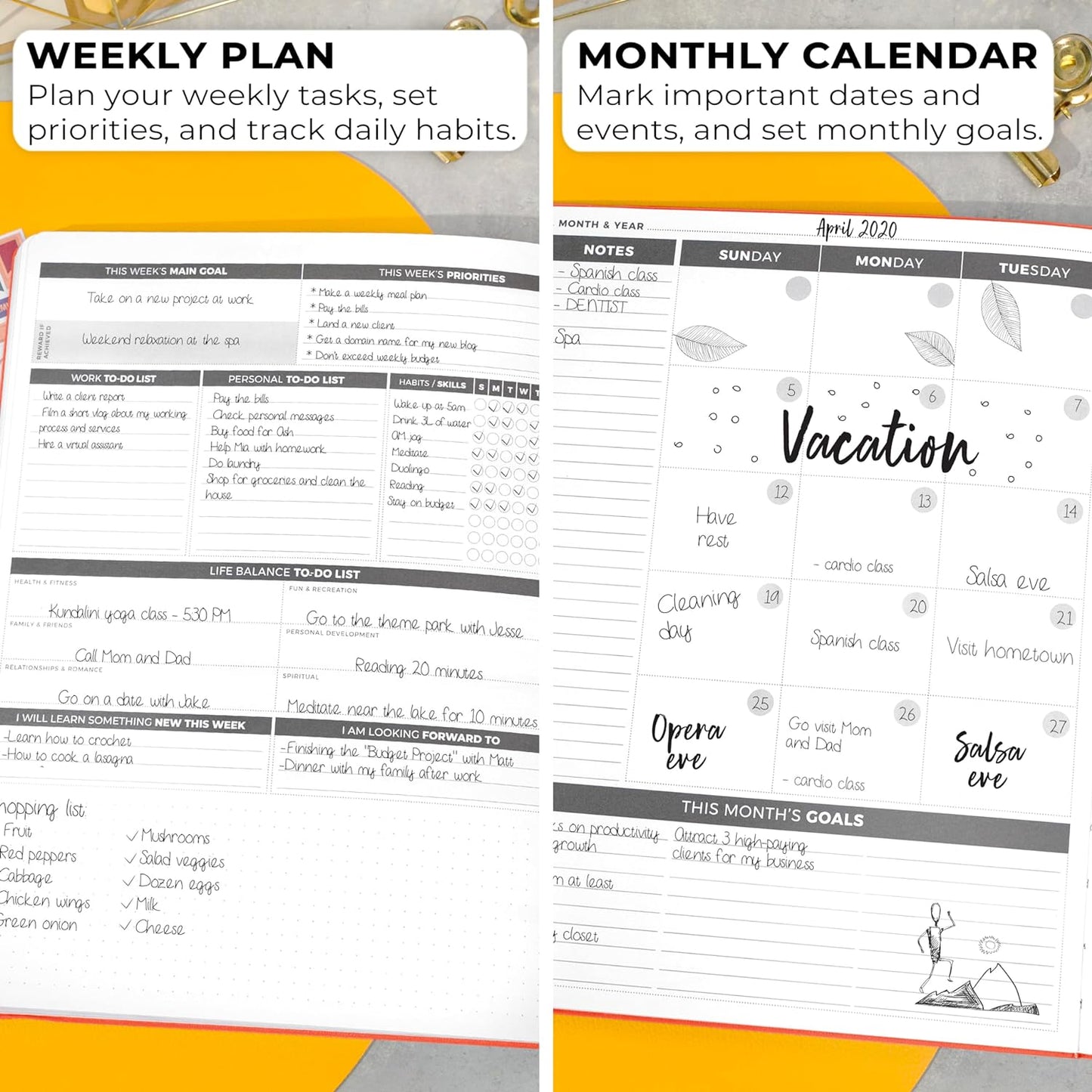 Clever Fox Planner Daily PRO - 8.5 x 11" A4 Size Daily Life Planner and Gratitude Journal to Increase Productivity, Time Management and Hit Your Goals - Undated - Lasts 3 Months (Orange)