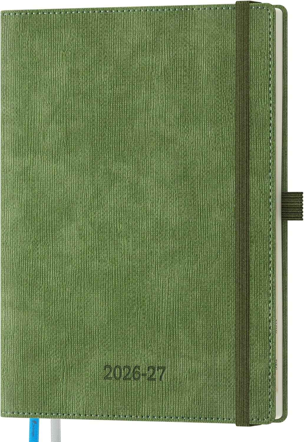 2026-2027 Weekly and Monthly Planner (July 2026–December 2027), 6.5"x8.5", Vertical Layout, 18 Months Agenda with Month Tabs & Pocket, Academic Calendar with Vegan Leather Cover,Olive Green