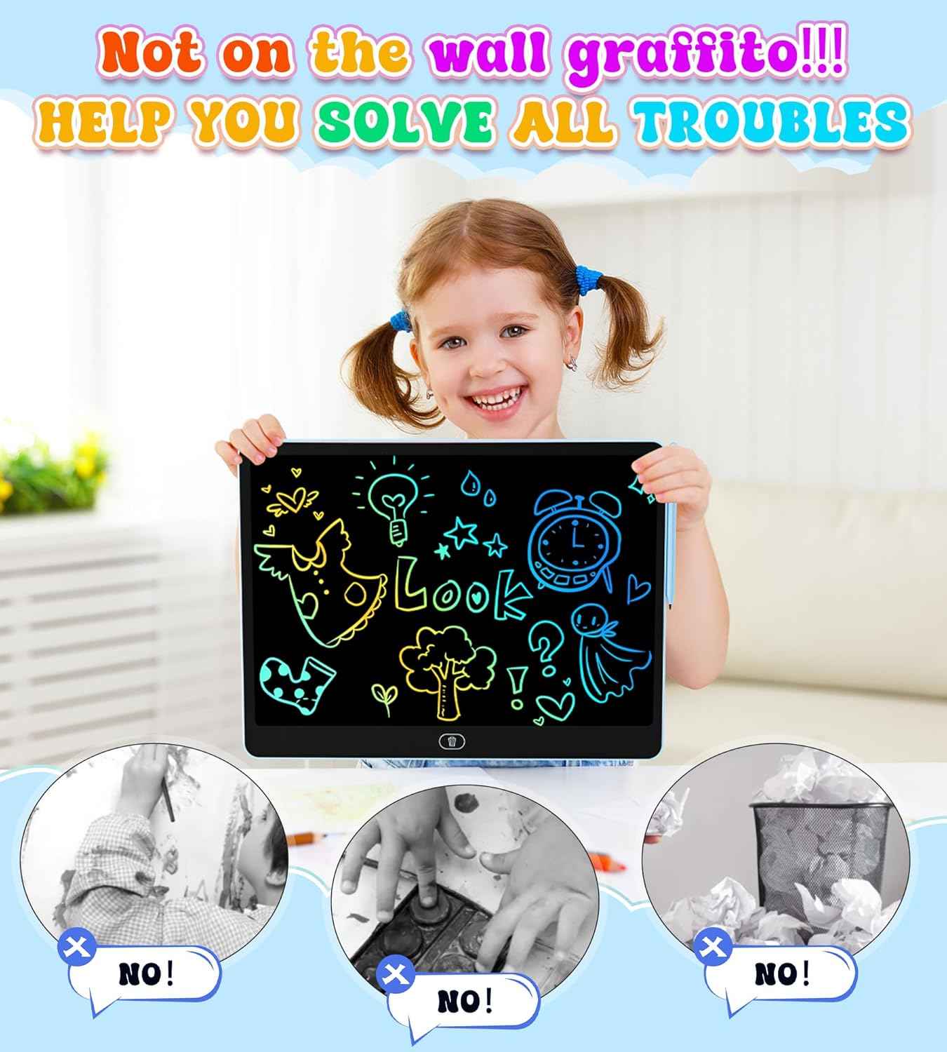LCD Writing Tablet, 16 Inch Colorful Doodle Board Drawing Tablets for Kids, Toddler Educational Learning Toys for 3 4 5 6 7 8 Year Old Boys Girls Birthday Christmas Gift