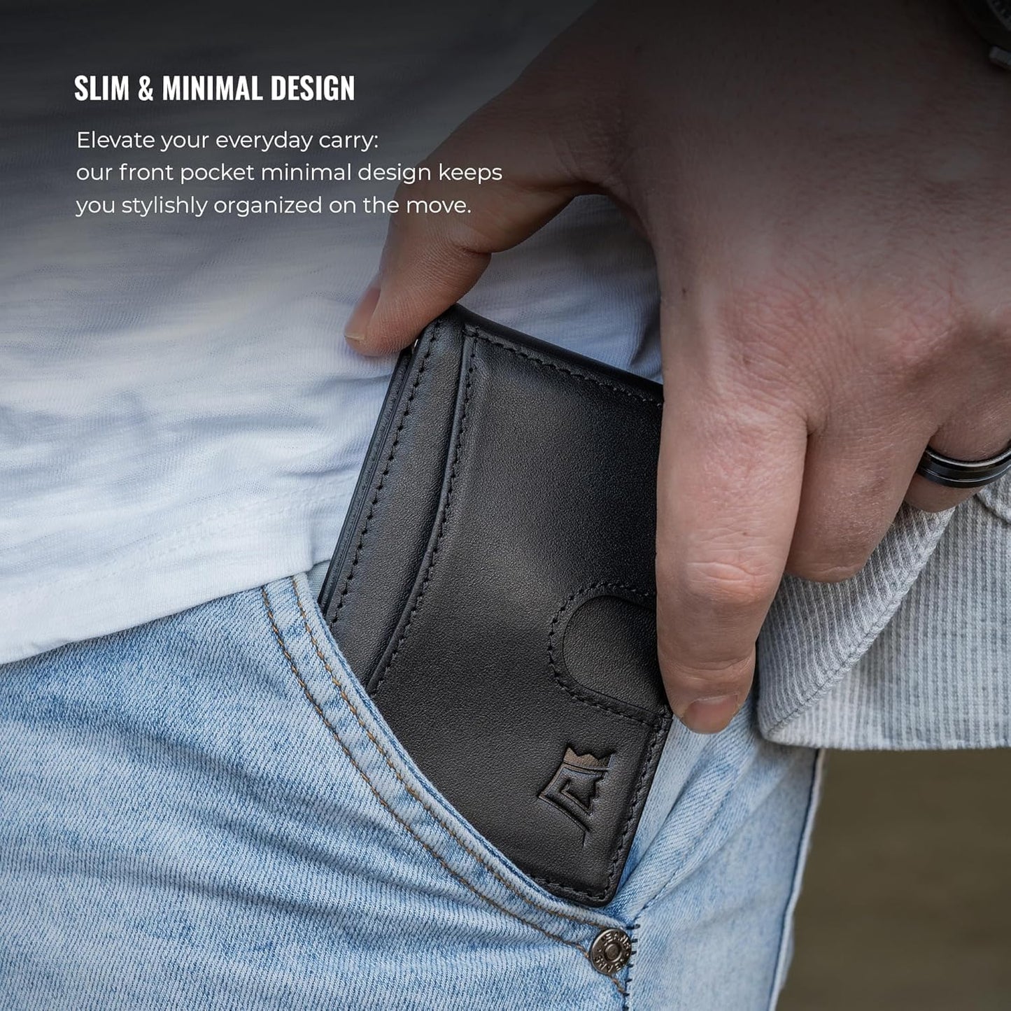 Kings Loot Money Clip Slim Minimalist Wallet for Men – RFID Blocking Leather Design with Money Clip – Front Pocket Bifold Holds 12 Cards – Stylish & Compact Wallets (Black/Premium Engraved)