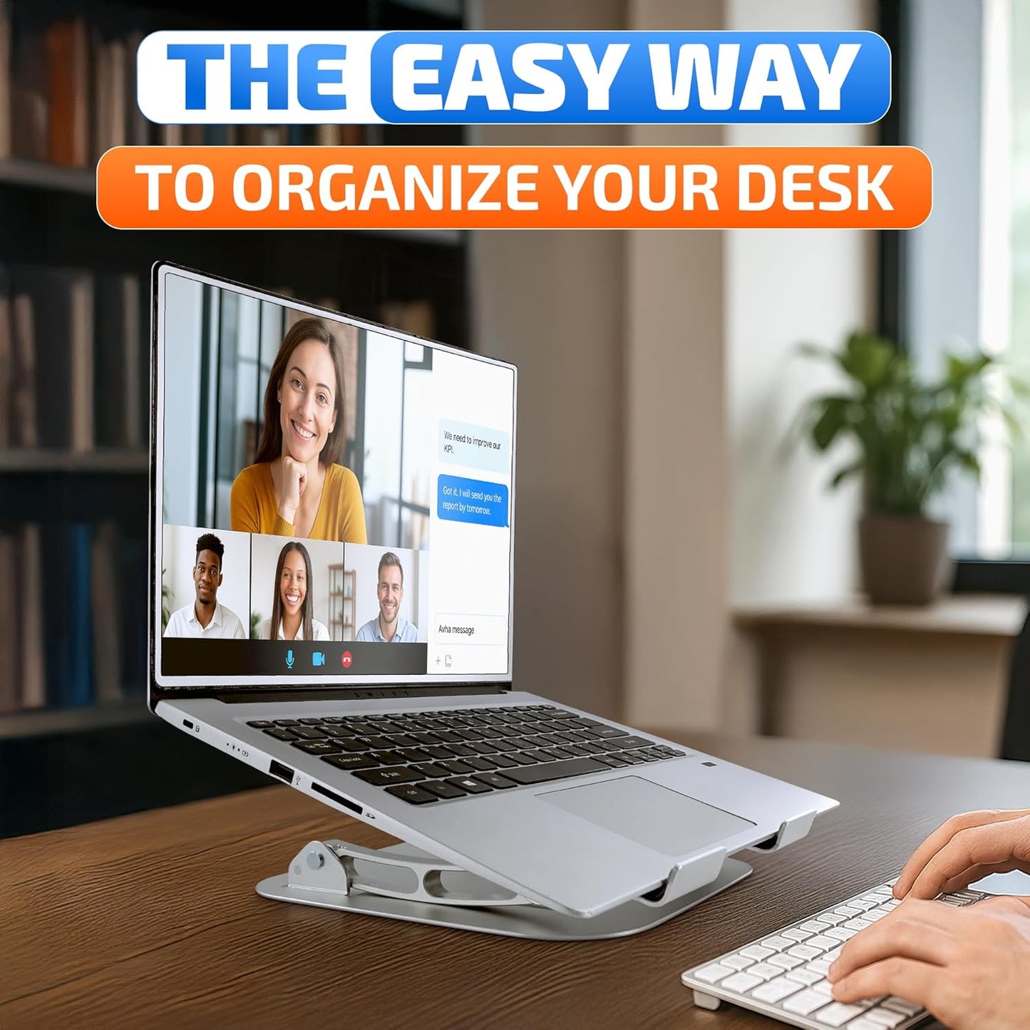 Laptop Stands Height & Angle Adjustable Computer Stand for Laptop -Portable Computer Holder for Desk with Ventilation Slots for Enhanced Airflow - Adjustable Laptop Stands for Desk with Silicone Pads