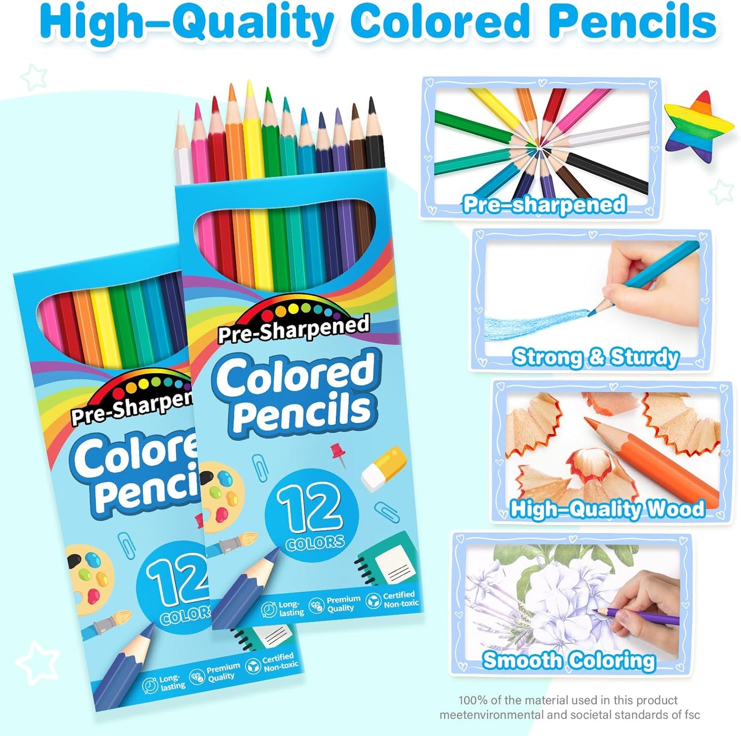 V-Opitos 168 Count Colored Pencils for Kids, 14 Pack Bulk Colored Pencils in 12 Colors, Pre-sharpened Coloring Pencils, Ideal School Supplies & Classroom Prizes, Kids Party Favor