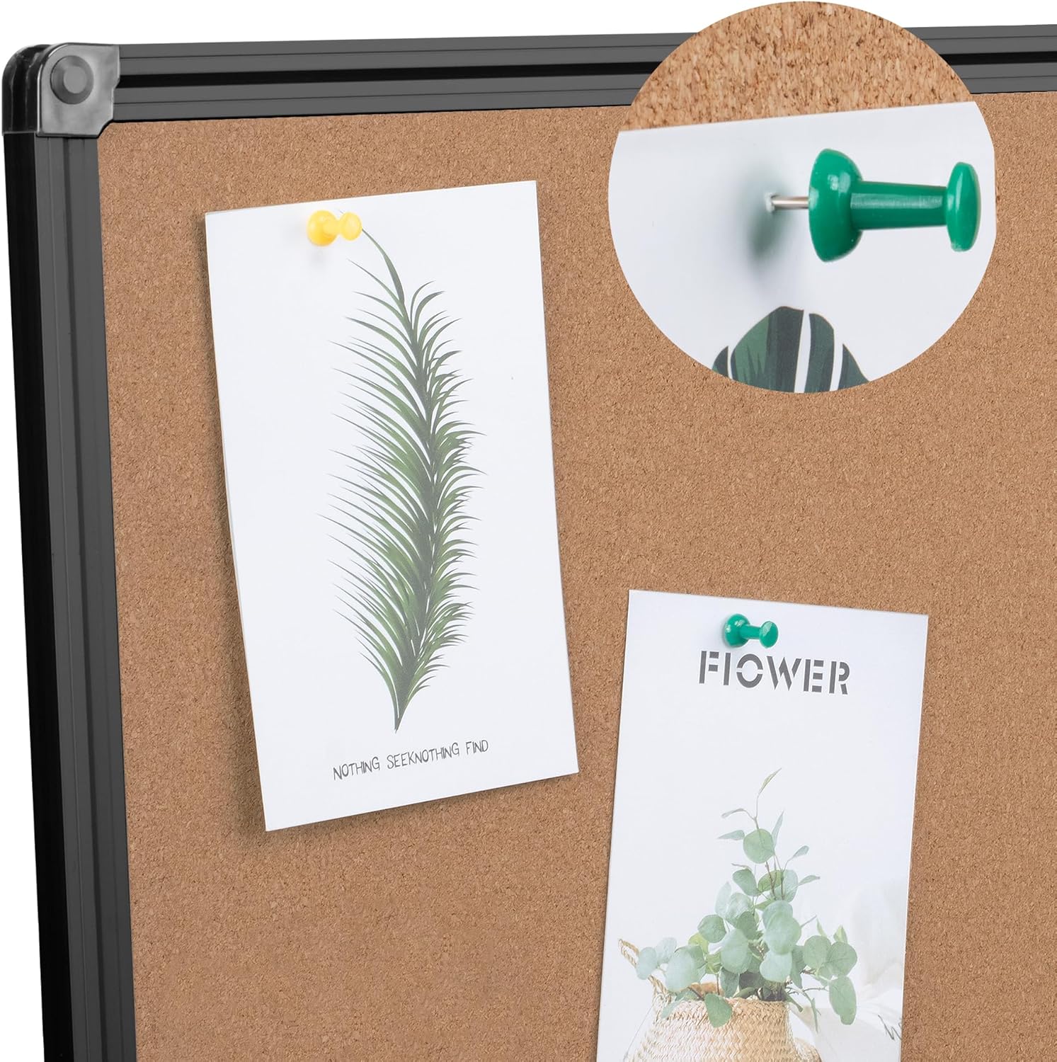 Board2by Extra Large Cork Bulletin Board 60" X 48", Foldable Notice Pin Board for Wall, Black Aluminum Framed 5'x4' Corkboard, Wall Mounted Noticeboard with 36 Push Pins for School, Home & Office - Lumora Desk