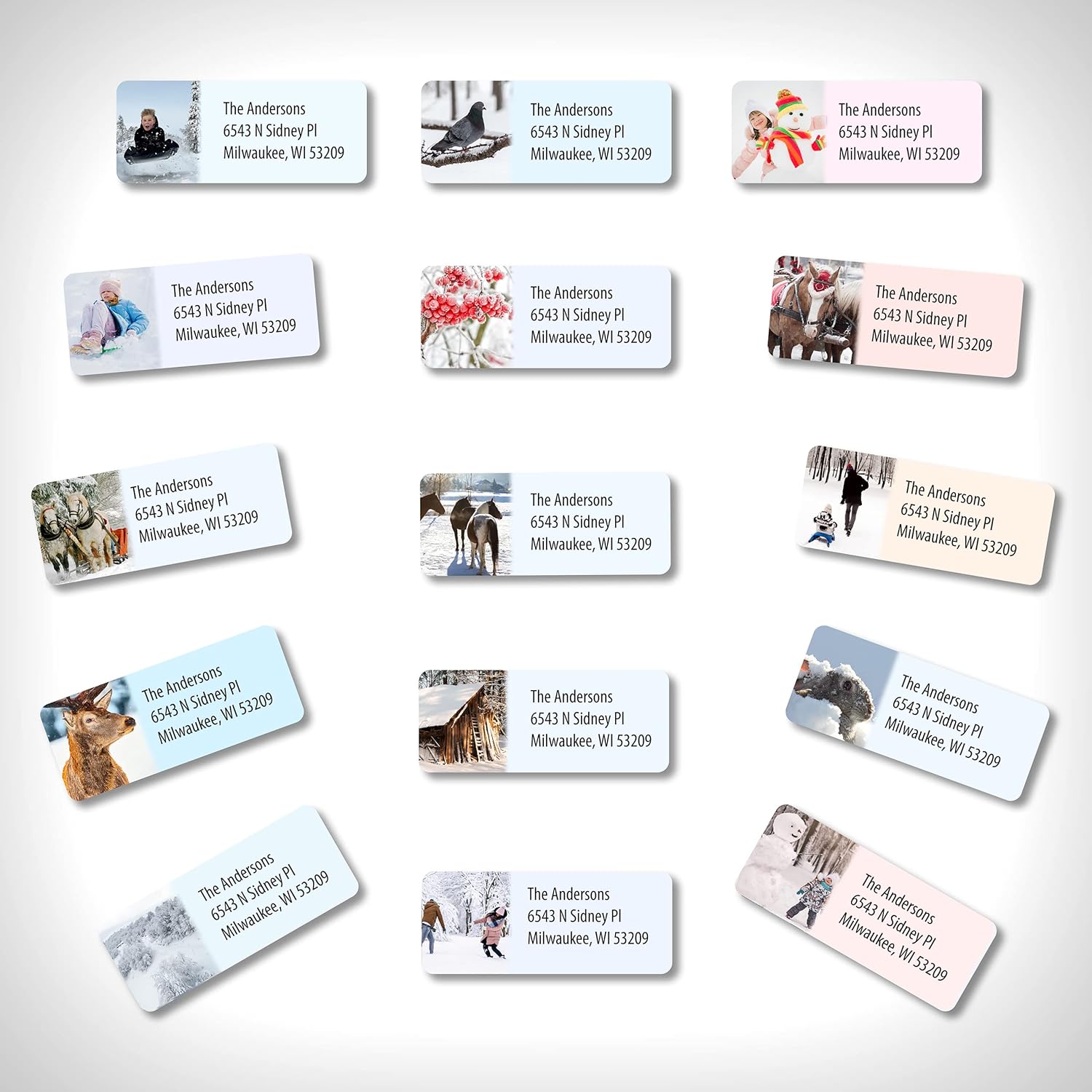 Customized Personalized Winter Holiday Address Labels - Made in The USA by Kenco (500 Labels, Winter) - Lumora Desk