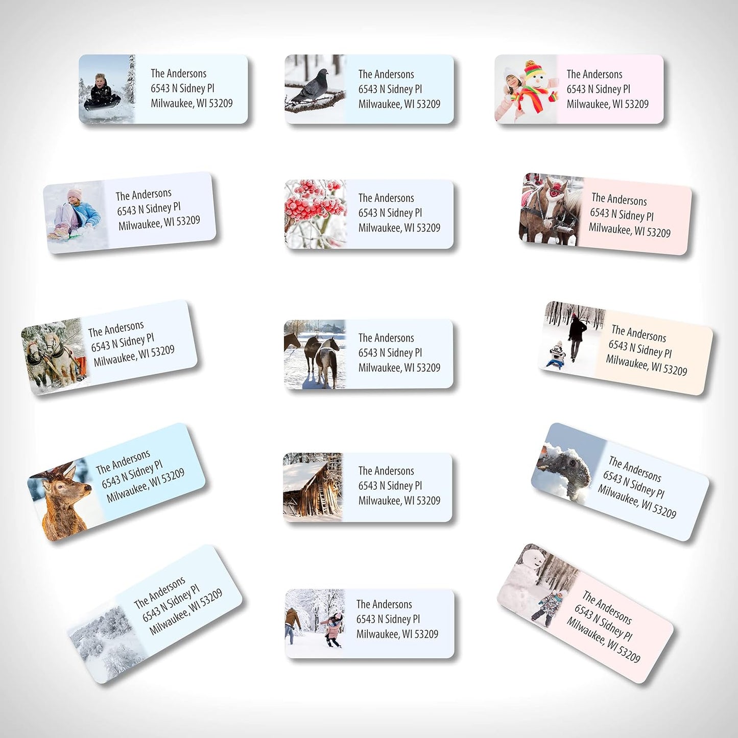 Customized Personalized Winter Holiday Address Labels - Made in The USA by Kenco (250 Labels, Winter) - Lumora Desk