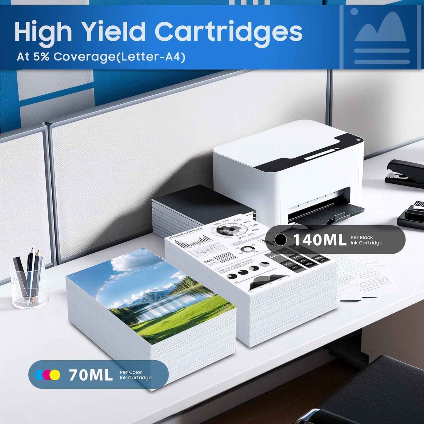 Lezzo LX-900 LX900XL Ink Cartridge 4-Pack LX900 LX-900 High Yield Ink Replacement for Primera 53422 53423 53424 53425 Used for LX900 Printer (Black Cyan Magenta Yellow)