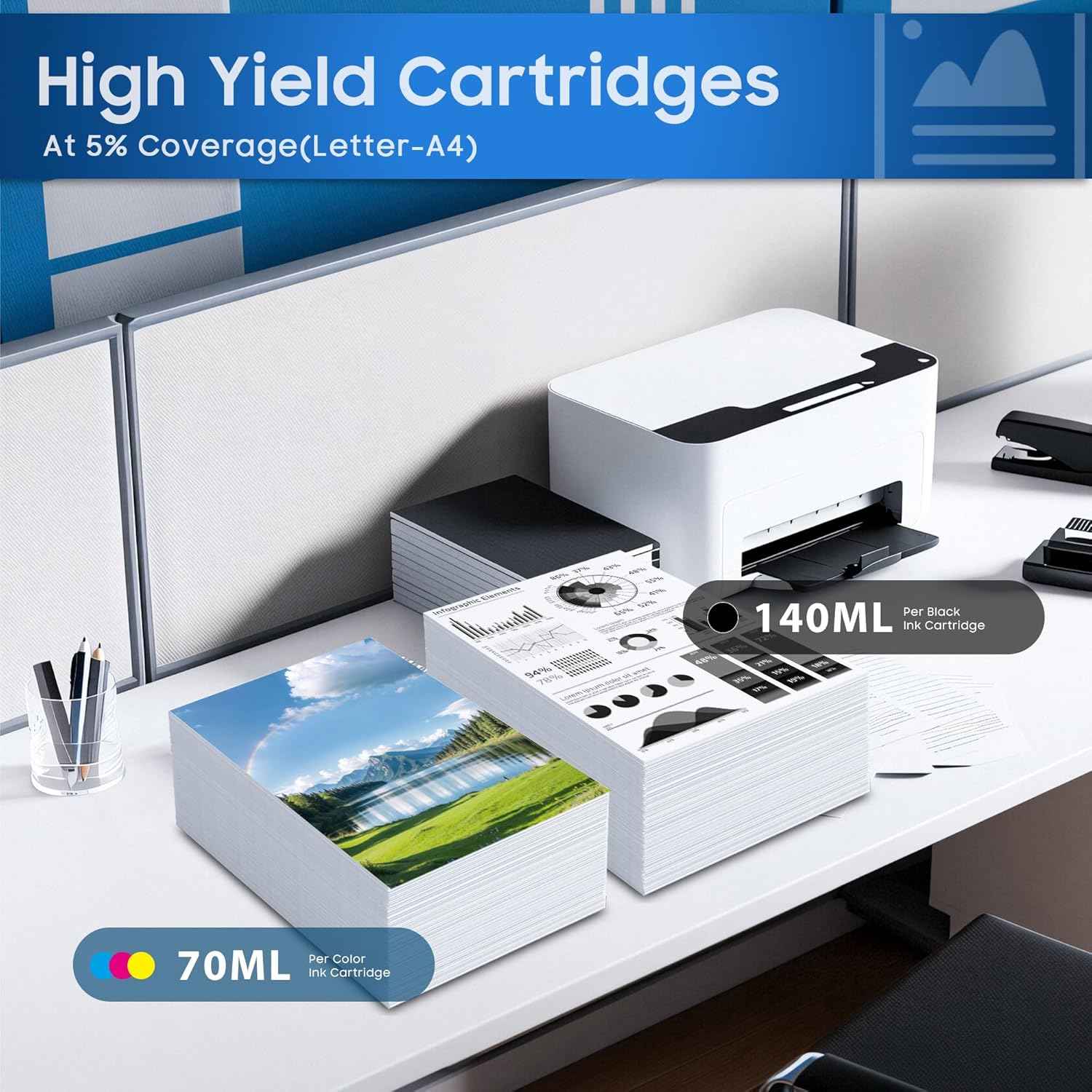 Lezzo LX-900 LX900XL Ink Cartridge 4-Pack LX900 LX-900 High Yield Ink Replacement for Primera 53422 53423 53424 53425 Used for LX900 Printer (Black Cyan Magenta Yellow)
