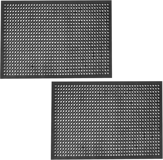 Anti Fatigue Outdoor Rubber Floor Mat 2 Pack Commercial Restaurant Kitchen Mats for Floors Non-Slip Bar Floor Mats Rubber Door mat Drainage Mats Utility Garage Use 36" x 60" Black - Lumora Desk