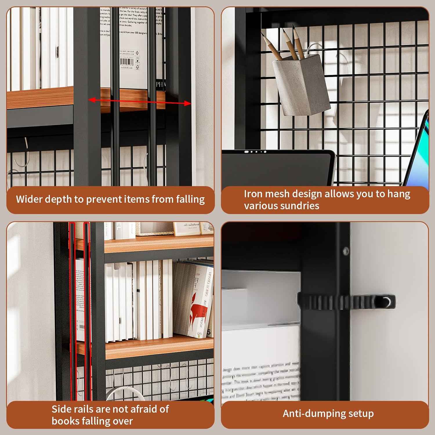 HUATOL 2-Tier Desktop Hutch Bookshelf Metal Desk Shelf, Storage Display Shelf for Computer Desk, Multifunctional Freestanding Storage Rack Display Shelf for Office, Home Decor (37.4 * 35.9 * 9.44 in)