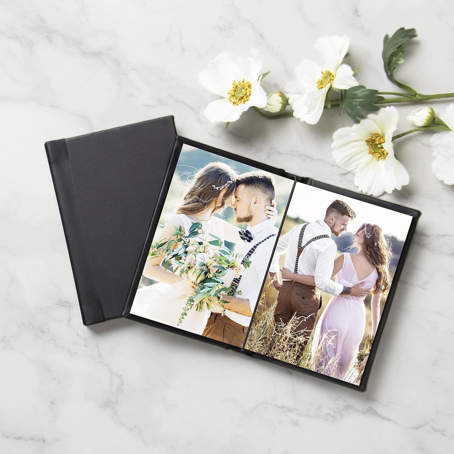 Neil Enterprises Inc. 4" x 6" Black Leather Self-Stick Photo Album - Holds 10 photos