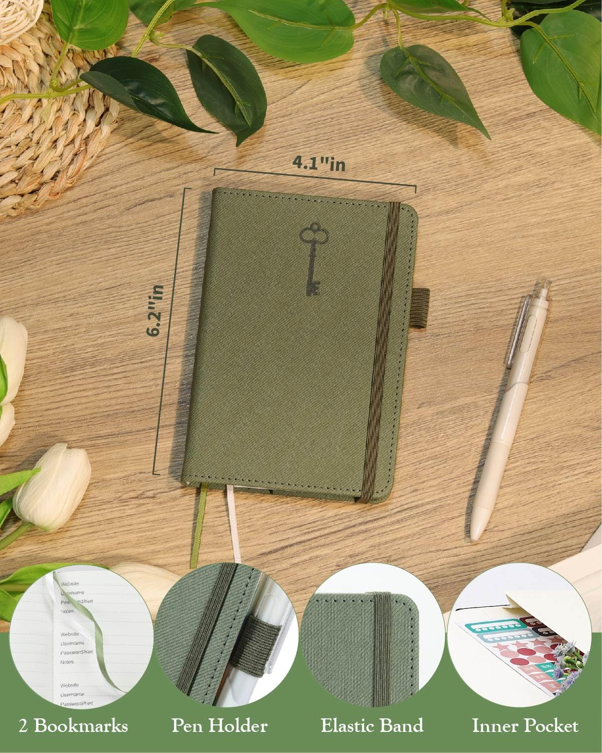 Small Password Keeper Book with Colorful Alphabetical Tabs, Hardcover Password Log-book for Internet Password and Website Address, 4.1"×6.2" Password Notebook for Home Office