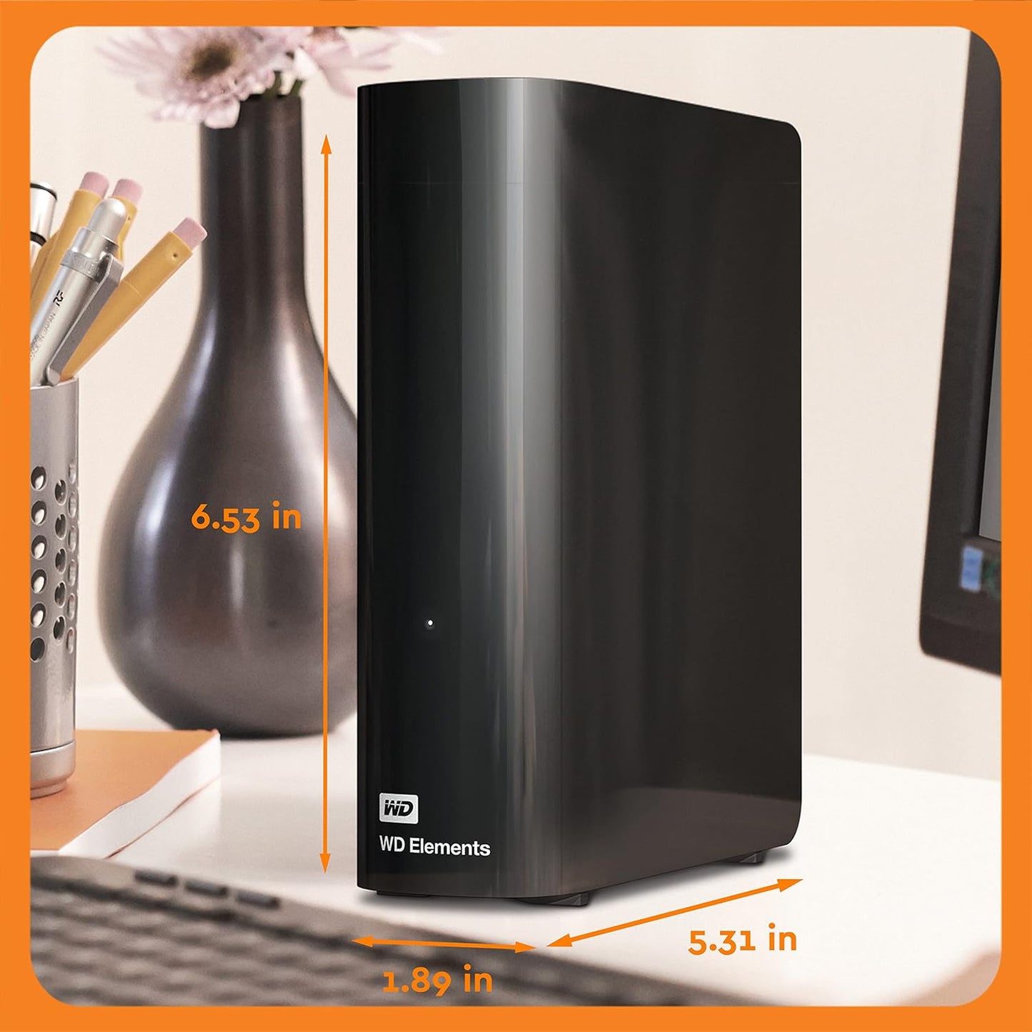 Western Digital 22TB Elements Desktop External Hard Drive, USB 3.0 external hard drive for plug-and-play storage - WDBWLG0220HBK-NESN
