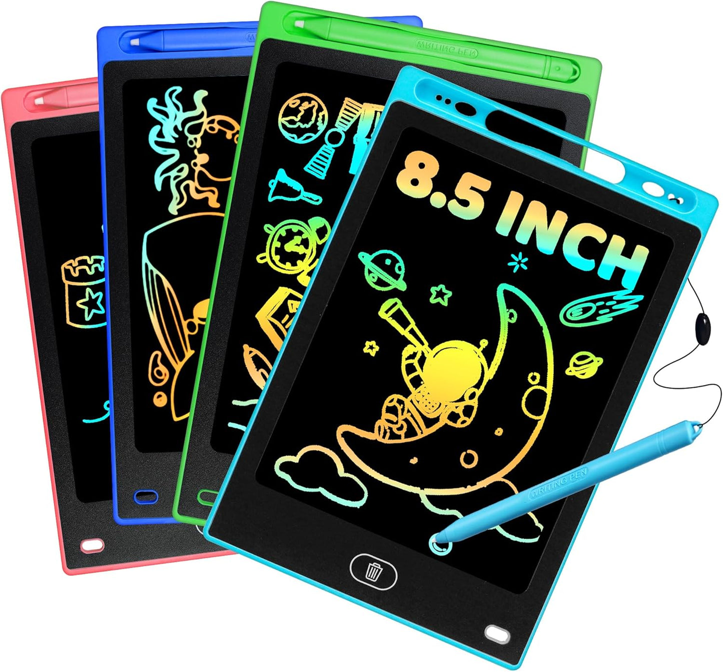 4 Pack LCD Writing Tablet for Kids, 8.5 Inch Doodle Writing Board Drawing Pad, Christmas Stocking Stuffer Quiet Classroom Educational Learning Activities Toys Birthday Gifts for Boys Girls Age 3 4 5 6