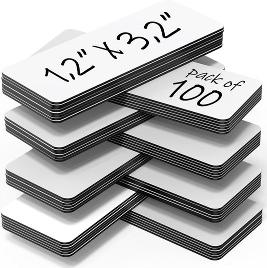 100 Pack Dry Erase Magnetic Labels 3.2x1.2 in - Magnetic Name Tags for Classroom Lockers School Bus - Classroom Magnets for Names Magnet Labels for Whiteboard Magnet Name Plates for Classrooms Blanked
