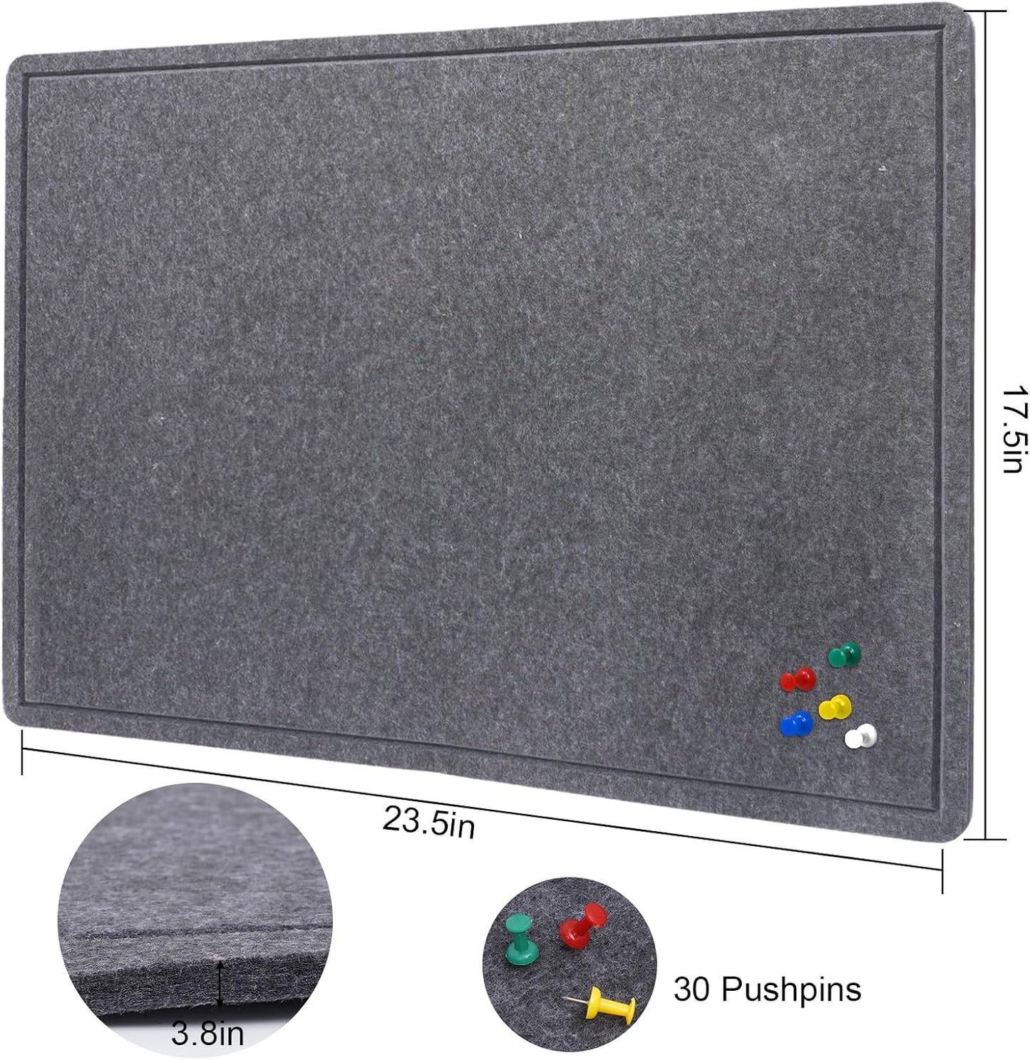 Large Bulletin Board - 72 X 48 inches Decorative Felt Pin Board - 6' x 4' Cork Board Alternative for Wall - Foldable Picture Board Self-Adhesive Vision Board Prayer Board with 30 Pushpins - Dark Gray