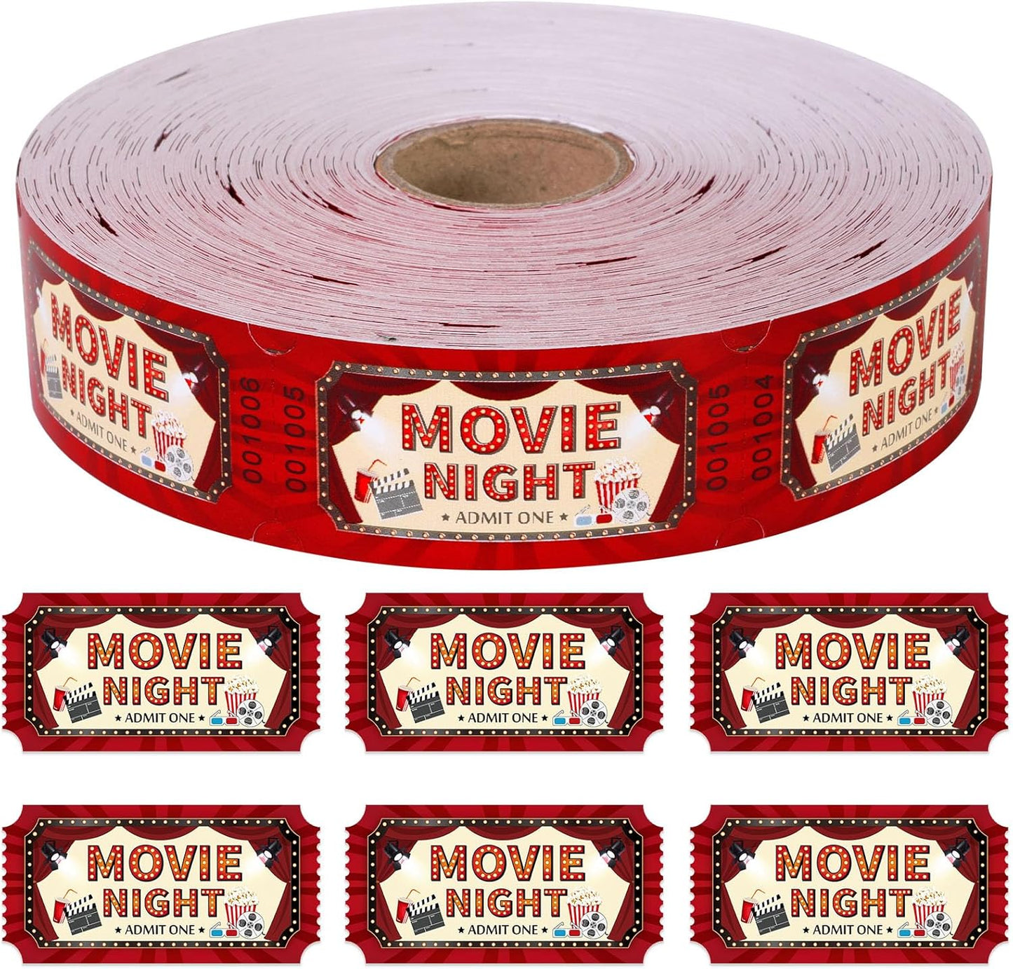 1000 Pcs Carnival Movie Tickets Roll Movie Night Theme Party Decorations Raffle Tickets Party Entry for Events Carnival Favors Supplies