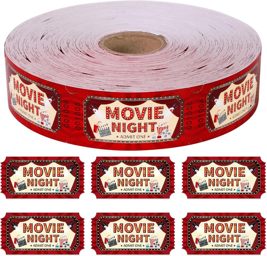 1000 Pcs Carnival Movie Tickets Roll Movie Night Theme Party Decorations Raffle Tickets Party Entry for Events Carnival Favors Supplies