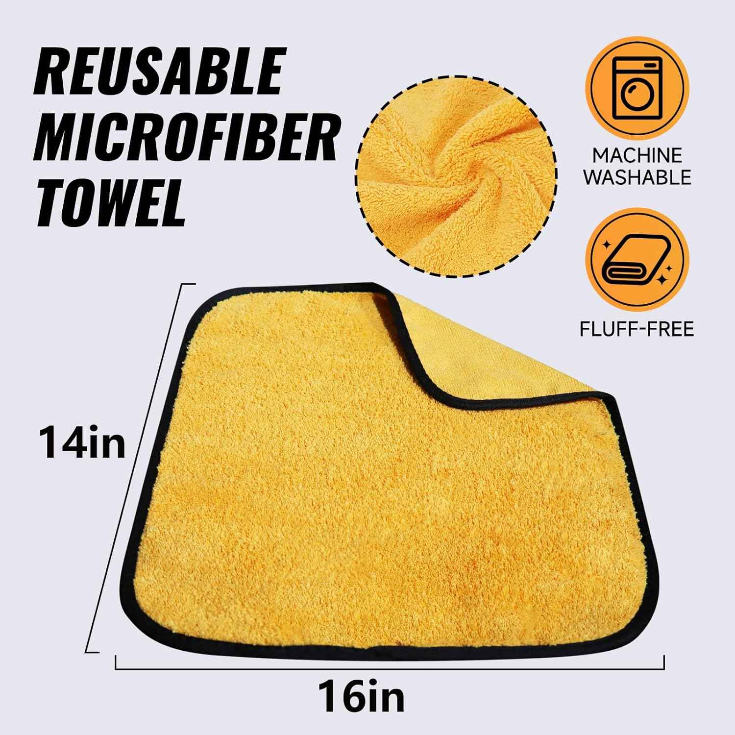 MRD's Home 3 Pack Microfiber Towels for Cars,16inch*14inch-420GSM Premium Microfiber Cleaning Cloth Car Drying Towel,Safe for Car Wash Scratch Free Strong Water Absorption