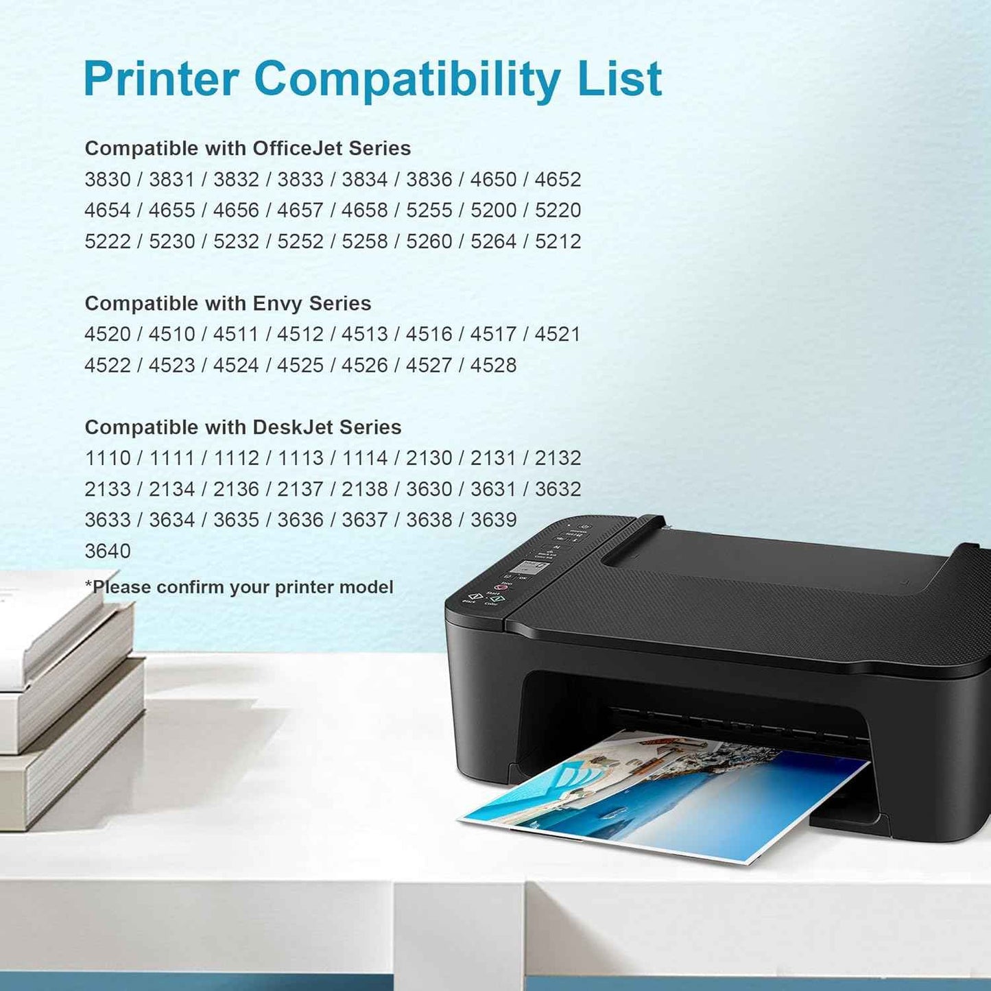 63XL Ink Cartridges Black and Color Replacement for HP Ink 63 for HP 63XL Ink Cartridge Combo Pack Work for HP OfficeJet 3830 4650 5255 5258 5200; Envy 4520 4512 4510; DeskJet 1112 2130 3630 (2 Pack)