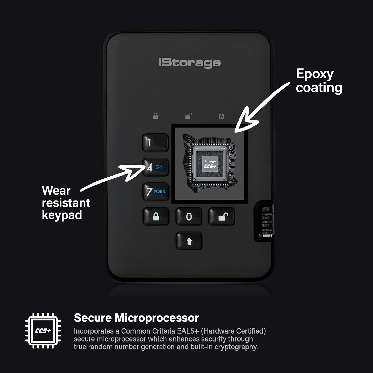 iStorage diskAshur2 HDD 500 GB | Secure Portable Hard Drive | Password Protected | Dust/Water-Resistant | Hardware Encryption