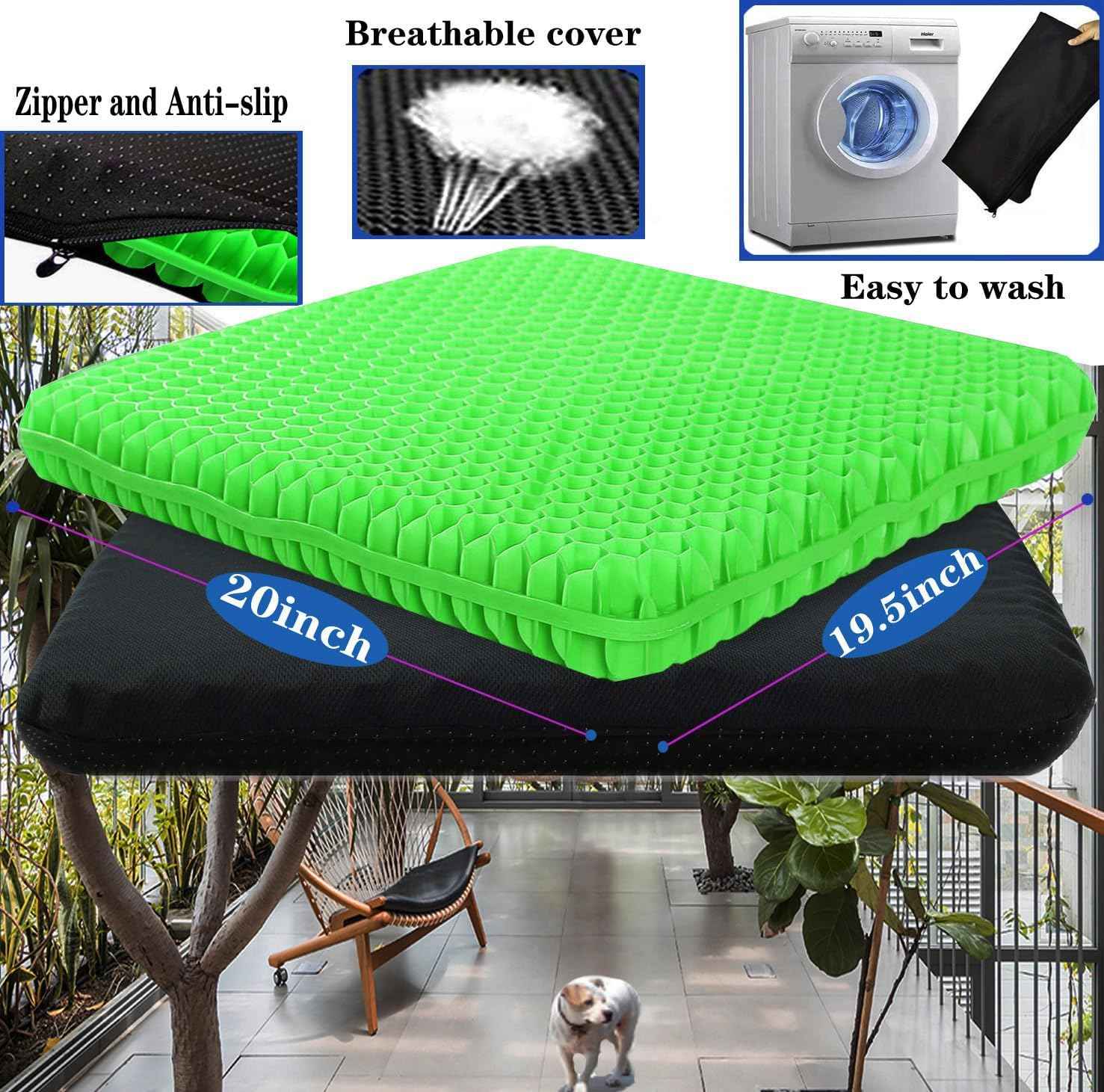 Plus Size Gel Seat Cushion for Long Sitting, Extra Large and Thick, Seat Cushion for Back, Hip, Sciatica, Tailbone Pain Relief, Used for Office, Wheelchair, Car, Recliner, Stadium, Kayka.(Grass Green)