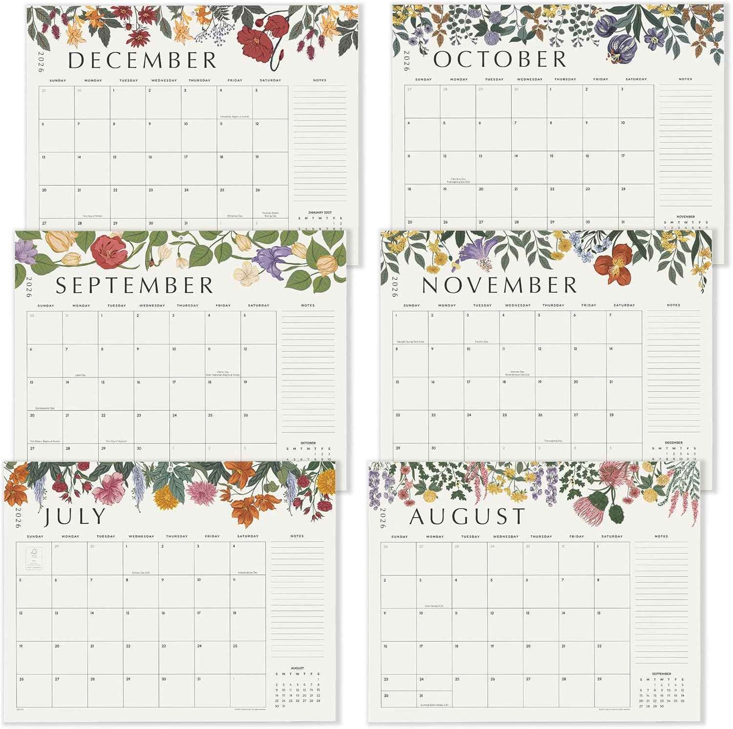 Desk Calendar 2026 with Desktop Mat, Cabbrix Large Desk Pad Calendar 22 x 17 Inch Runs From July 2026 to December 2027, Classic Floral Design Calendar 2026 for Home School and Office (Green)