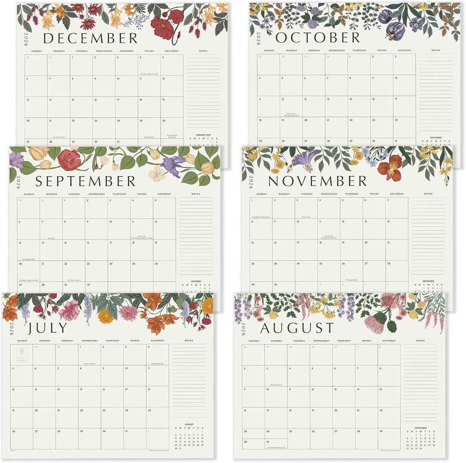 Desk Calendar 2026 with Desktop Mat, Cabbrix Large Desk Pad Calendar 22 x 17 Inch Runs From July 2026 to December 2027, Classic Floral Design Calendar 2026 for Home School and Office (Green)
