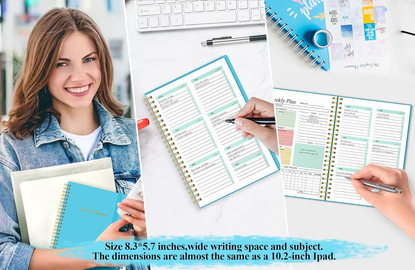 Utron A5 Weekly Planner - Undated Daily To Do List Planner, Weekly Goals Notebook for Office/Business and Students