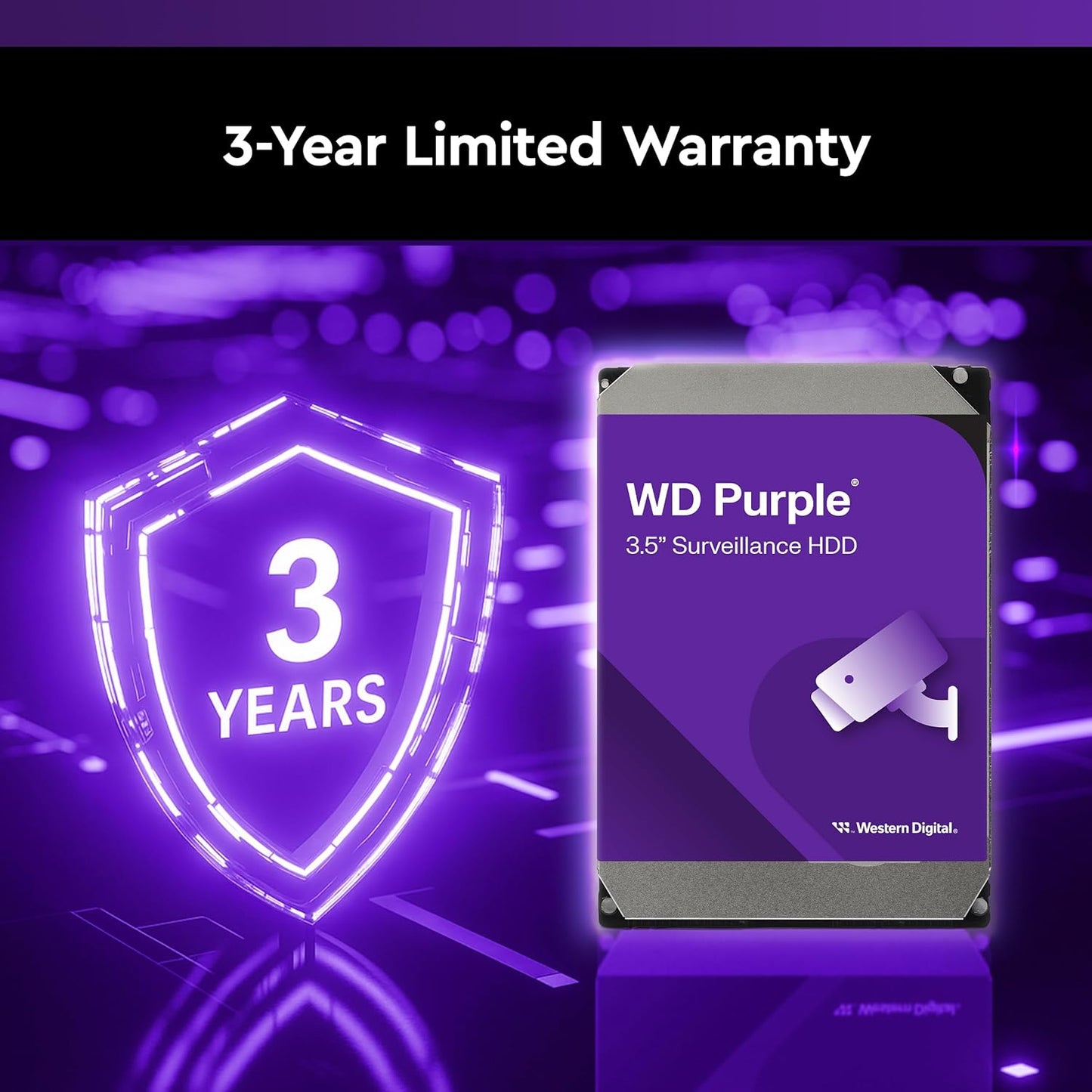 Western Digital 4TB WD Purple Surveillance Internal Hard Drive HDD - SATA 6 Gb/s, 128 MB Cache, 3.5" - WD44PURZ