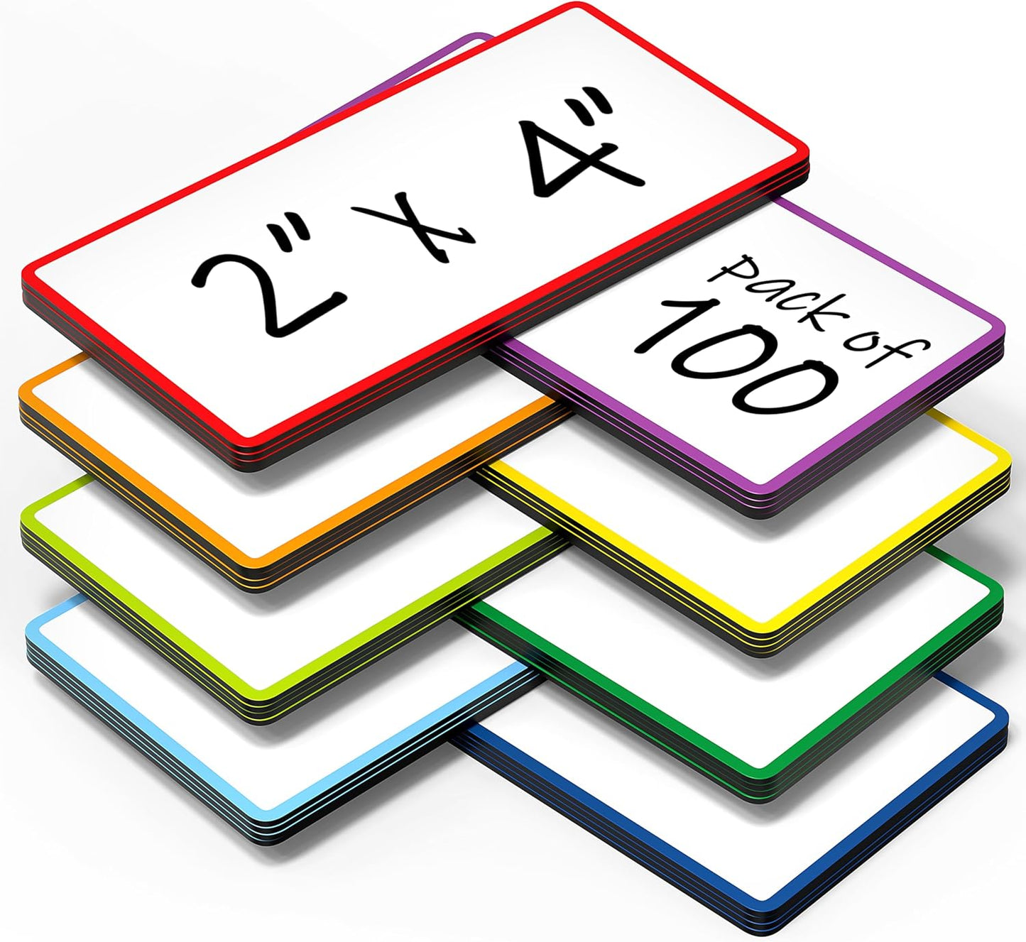 100 Pack Dry Erase Magnetic Labels 2x4 in - Magnetic Name Tags for Classroom Lockers School Bus - Classroom Magnets for Names - Magnet Labels for Whiteboard - Magnet Names Plates for Classrooms