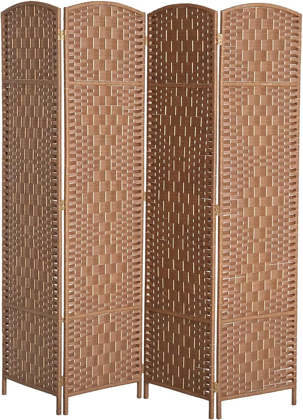 HOMCOM Room Divider 4 Panels Folding Privacy Screen 6FT Tall Portable Wicker Weave Partition Wall Divider for Bedroom Home Office, Natural Wood - Lumora Desk
