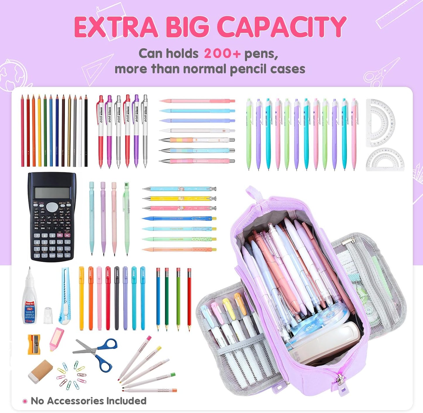 Large Pencil Case for Girls, Big Capacity Pencil Pouch Back to School Supplies for Teens, Cute Pen Stationery Bag Organizer Pencil Holder Back to School Gifts for Students School College Office