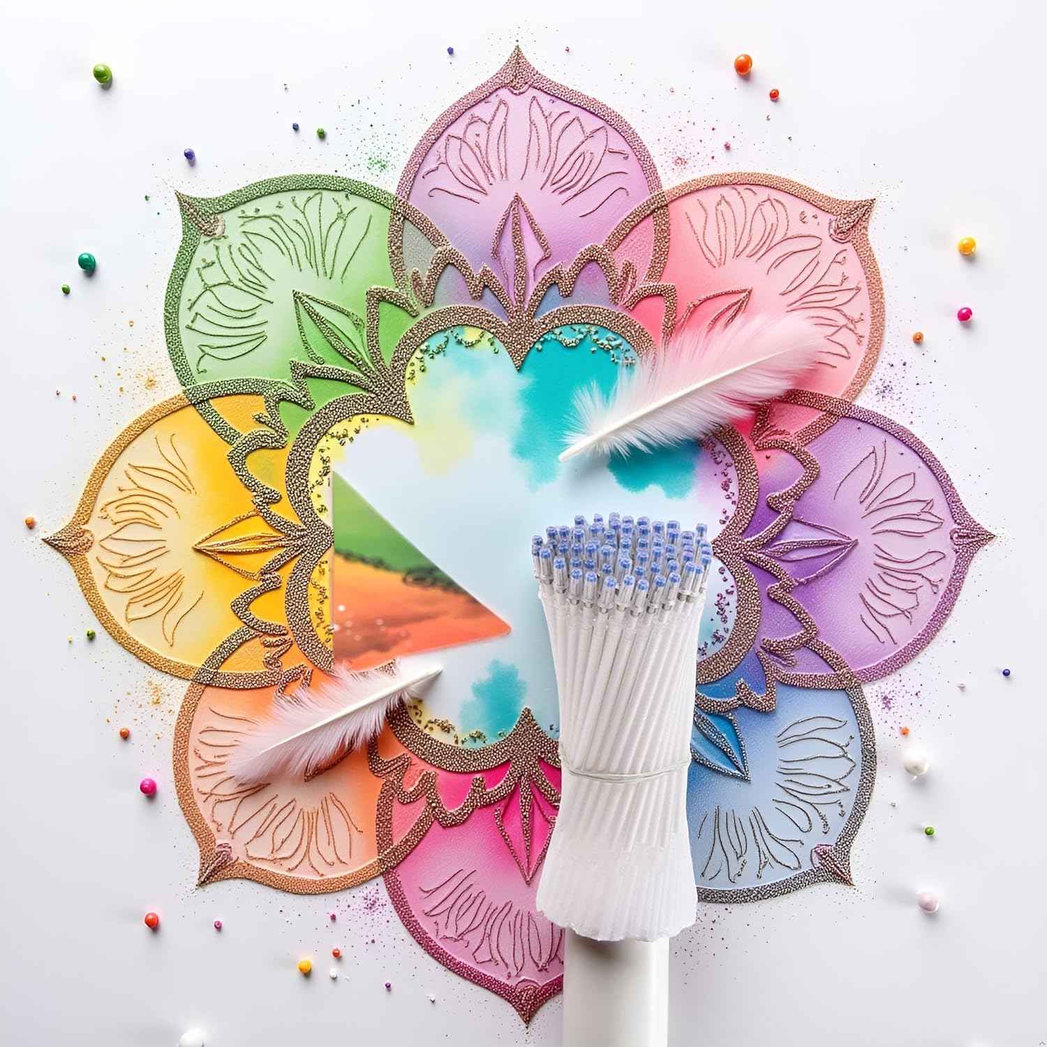 20 Pcs White Gel Pen Refills, Glitter and Metallic Gel Pen Refills, Gel Ink Pen Replacement Coloring Pens Art Marker for Crafting Drawing，Pens and Refills（0.7mm）