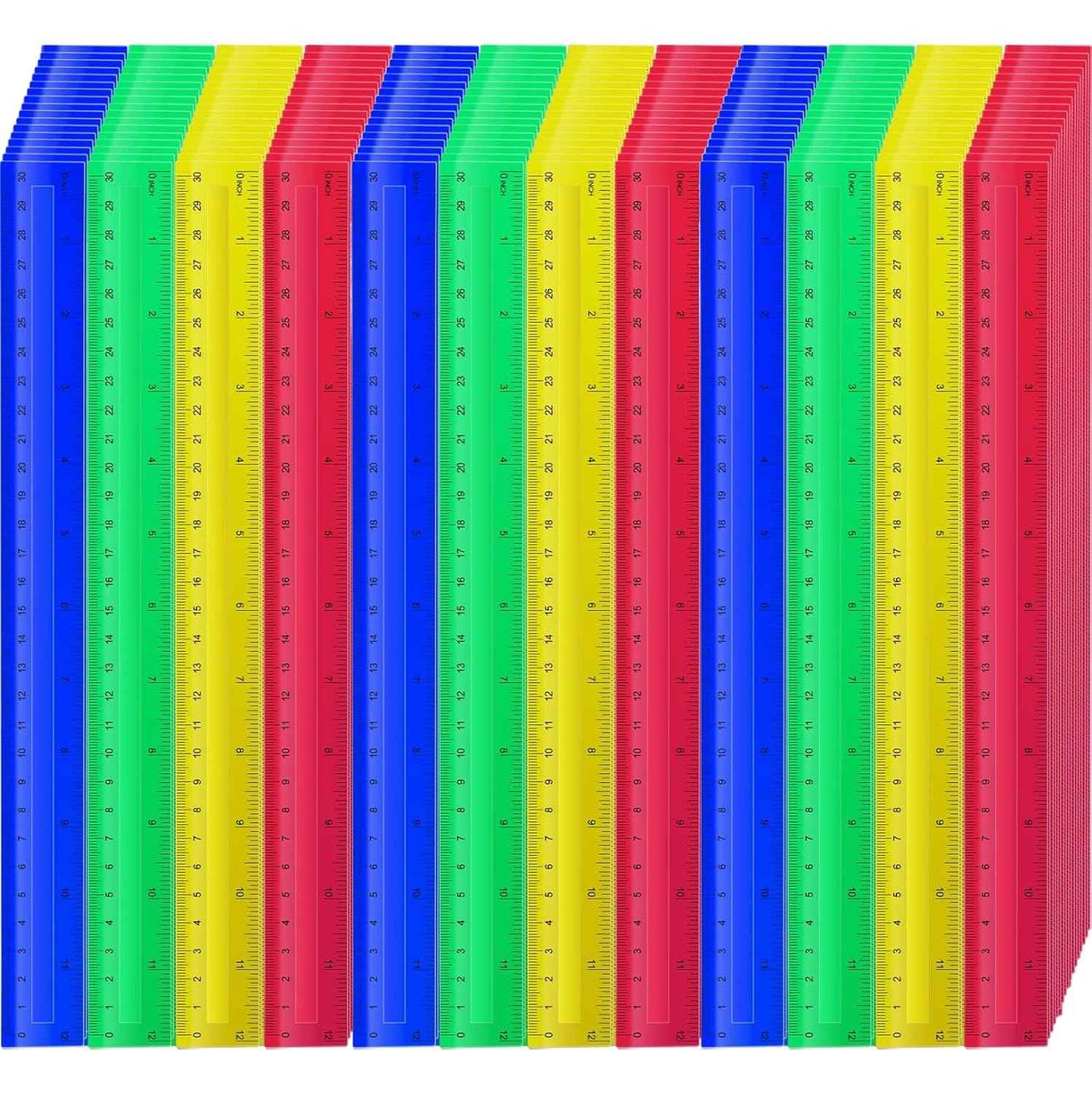 240 Pcs 12 Inch Plastic Rulers Bulk Kid Ruler for School Back to School Supplies, Flexible Assorted Color Ruler with Centimeters and Inches for Students School Education (240)