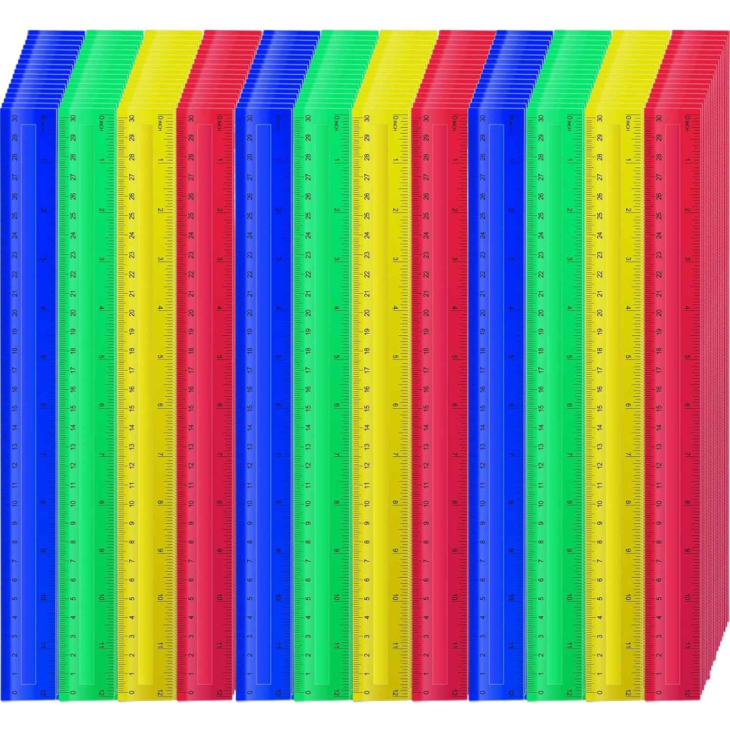 240 Pcs 12 Inch Plastic Rulers Bulk Kid Ruler for School Back to School Supplies, Flexible Assorted Color Ruler with Centimeters and Inches for Students School Education (240)