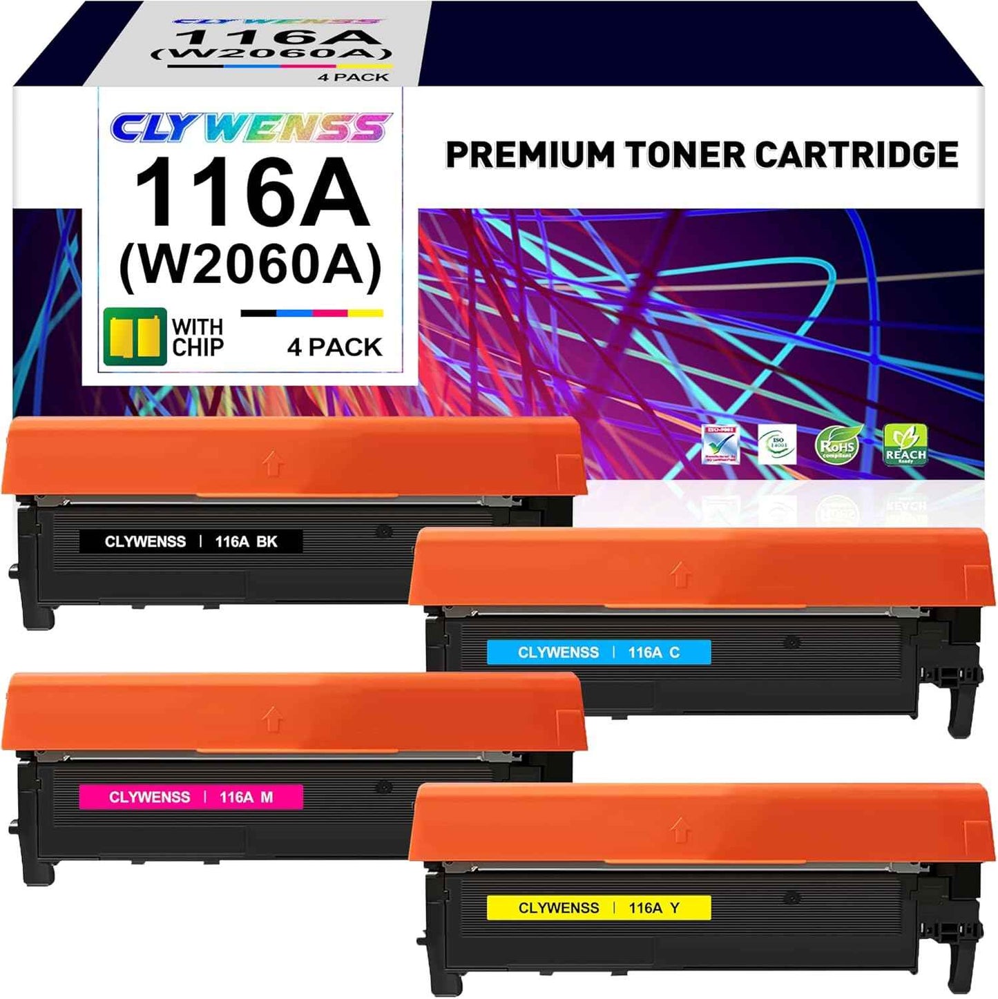 Compatible 116A Toner Cartridge Set Replacement for HP 116A W2060A W2061A W2062A W2063A for Color Laser MFP 178nw 178nwg 179fnw 179fwg 150a 150nw Printer (Black/Cyan/Magenta/Yellow, 4-Pack)