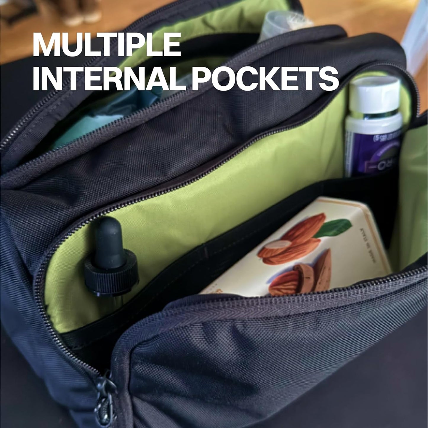 Blue Tees Golf TIPS Travel Kit Compact & Durable Dopp Kit for Toiletries, Electronics & Accessories, Waterproof Interior, Multiple Pockets, and Triangular Design, Ideal for Travel & Everyday Use