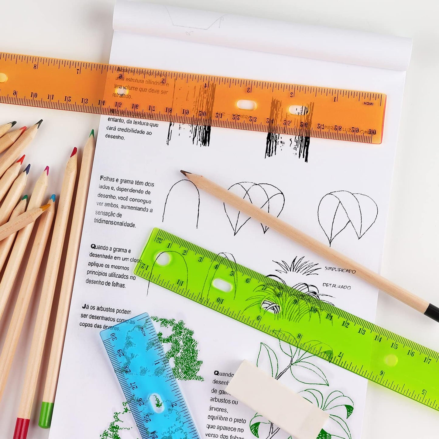 ZZTX 12 Pack Color Transparent Ruler Plastic Rulers 12 Inch, Metric Bulk Rulers with Inches and Centimeters, Kids Ruler for School, Home, Office