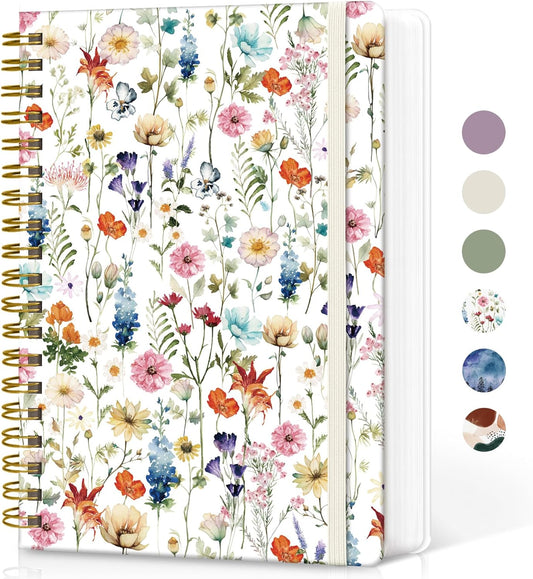 Spiral Graph Paper Notebook Journal for Work, 300 Pages, Thick B5 (7.1"x10") Grid Journals for Women & Writing, Hardcover Notebook for Note Taking, Perfect for Work School Note Taking Business, Floral
