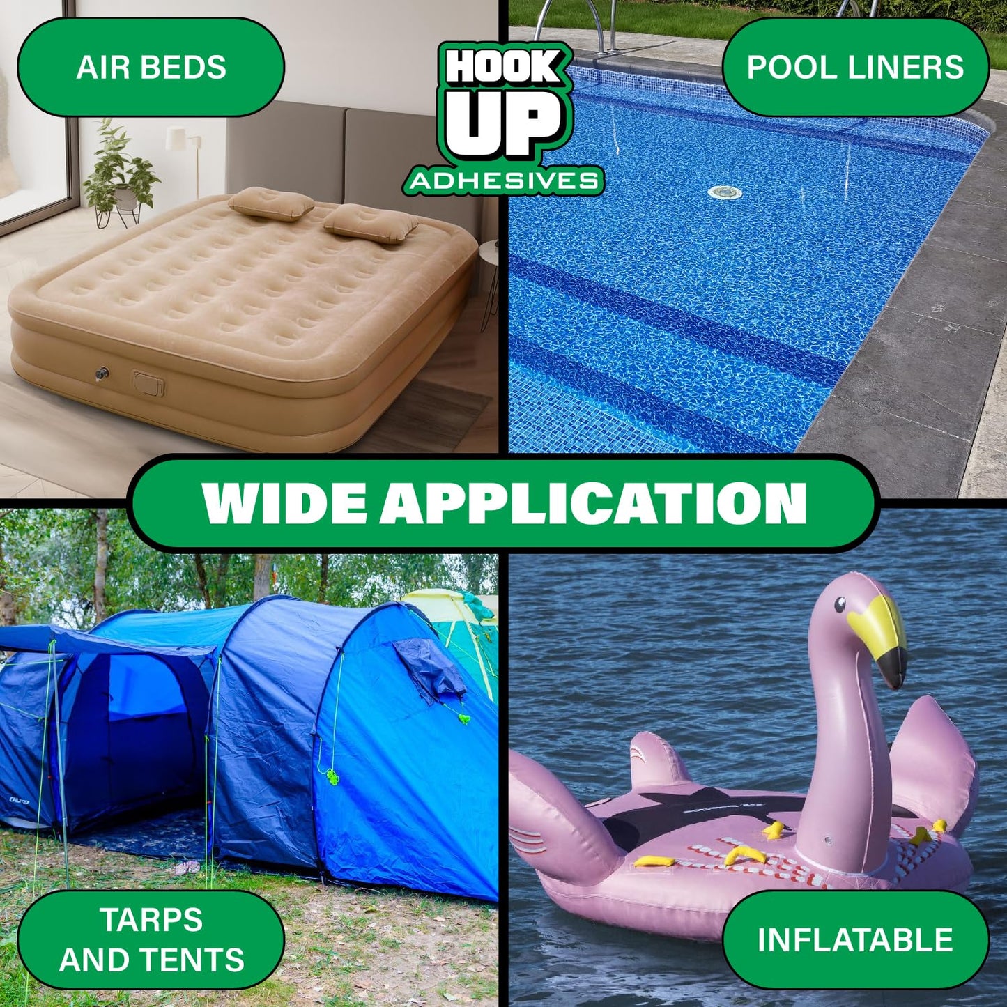 HOOK UP Adhesives Vinyl Contact Cement, Glue 4oz Waterproof, Fast-Drying Repair Adhesive for Pools, Inflatables, PVC, Air Mattresses, PVC Pipes, Tarps, Boats, Rafts, Upholstery Strong Bond, Cement