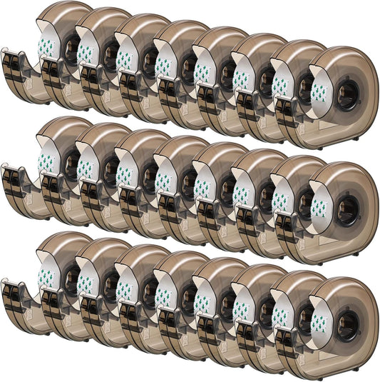 24 Pieces Handheld Tape Dispenser Desktop Adhesive Cutter Transparent Plastic Refillable Dispenser Lightweight and Portable Manual Use Adhesive Holder for Home Office Packing Gift, No Tape Included - Lumora Desk