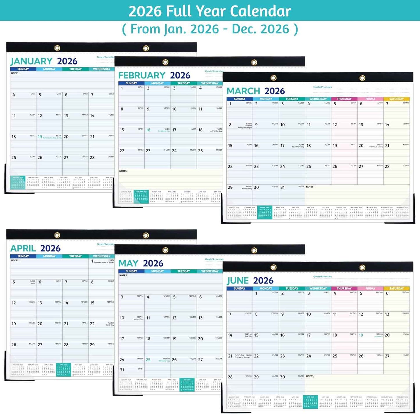 2026 Desk Calendar – Jan 2026 – Dec 2026, 12 Monthly Calendar, Large Desk Calendar 2026, 14.6’’ x 11.5’’, Best Desk/Wall Calendar with To-do Lists, Desk Pad, Ruled Blocks, Corner Protectors